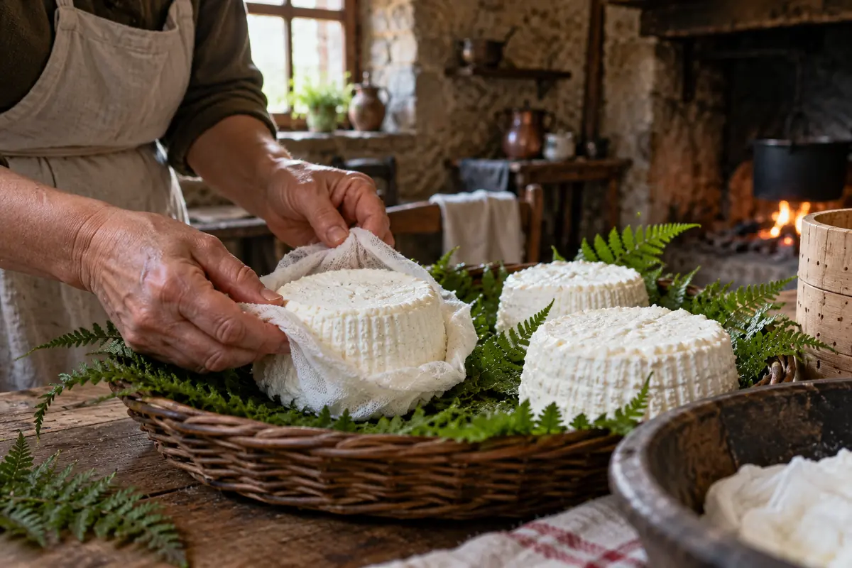 Lavorazione artigianale del raviggiolo tra le felci
