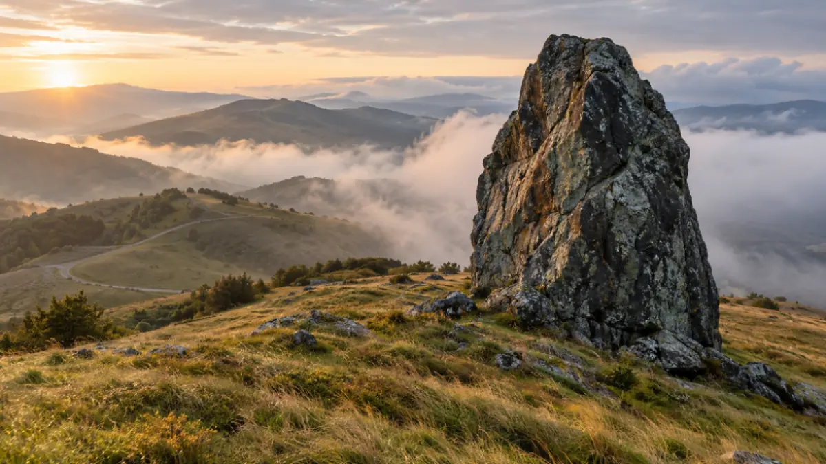 Monolite roccioso tra le nebbie dell Appennino