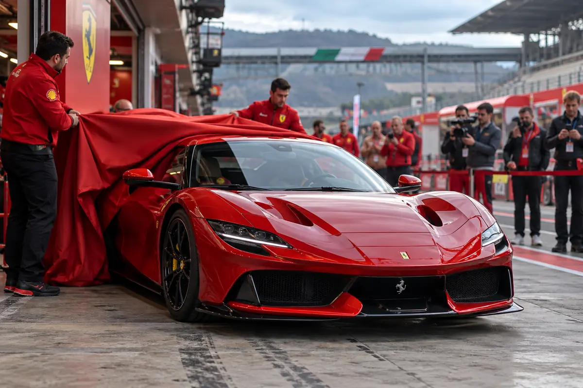 Presentazione di una nuova Ferrari durante le Finali Mondiali al Mugello