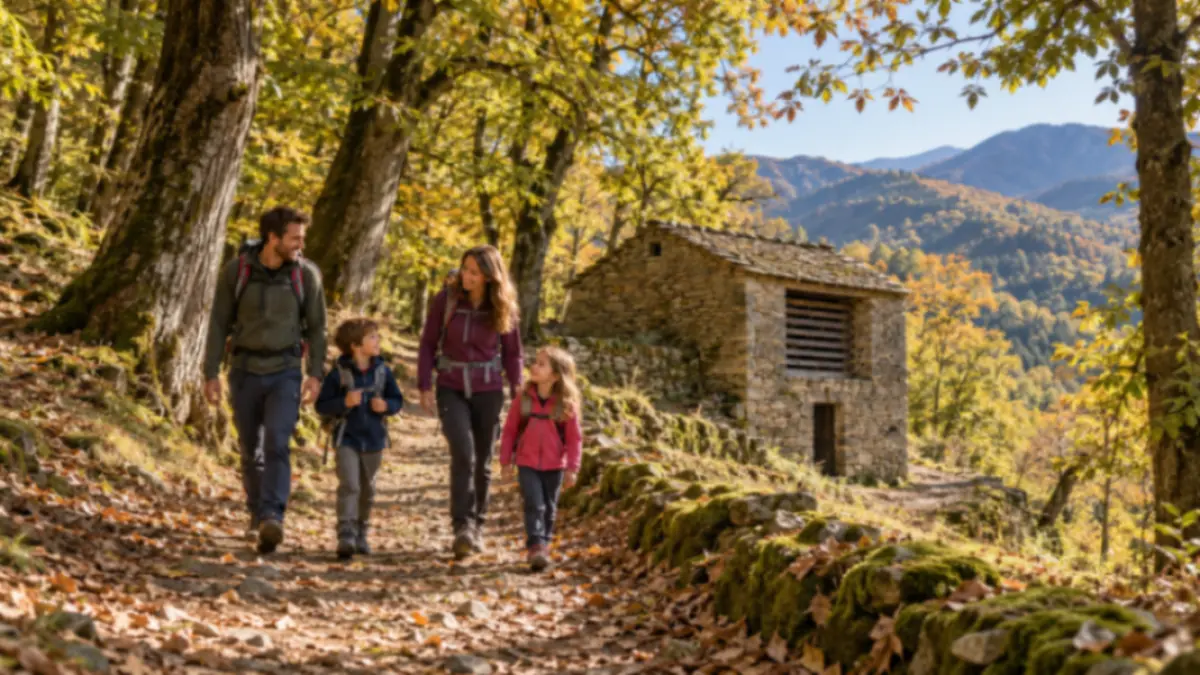 Una famiglia sul Sentiero dei Seccatoi a Moscheta