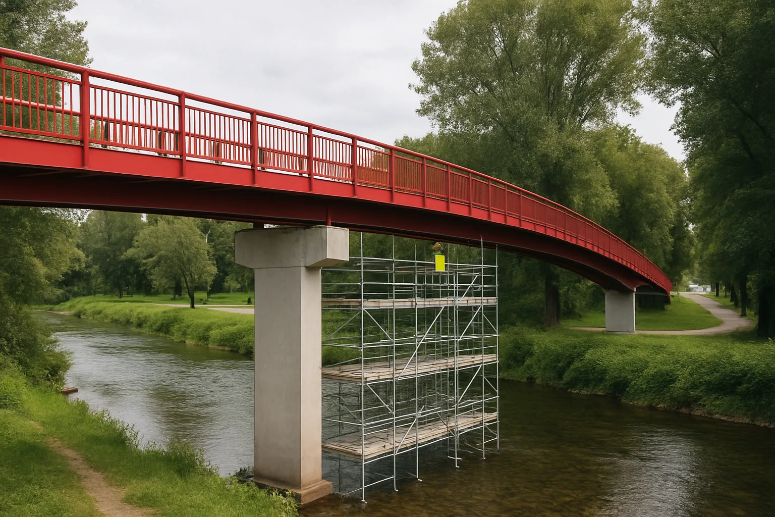 Parco dell'Andolaccio, prosegue la riqualificazione della passerella ciclopedonale